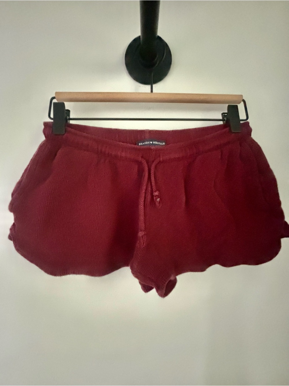 Brandy Melville Burgundy Knit Drawstring Shorts